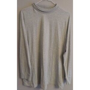 Woman Within Shirt Top L 18 20   Mock Turtleneck Gray  Long Sleeve 100% Cotton